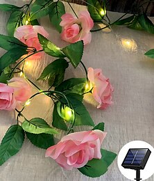 billige -blomsterstrenglys solar bryllupsfest dekorasjon lysstreng 2m 20leds utendørs vanntette kranslys hage balkong uteplass ferie julefest bakgrunn vegg hjem dekorasjon