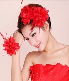 economico -piuma da sposa tornante copricapo da sposa danza accessori per capelli testa di fiori da polso usura fiore fai da te testa di fiori