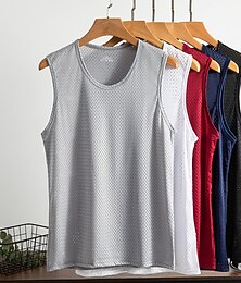 halpa -Miesten Hihaton Liivin toppi Aluspaita Hihaton paita Hihaton Tiukka pyöreä kaula-aukko Kesä Yhtenäinen väri Vapaa-aika Mukava Silmukka ulko- Katu Päivittäin Musta Valkoinen Laivaston sininen Top