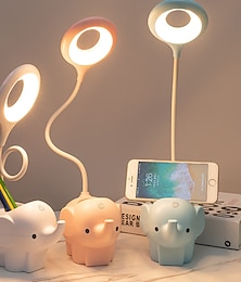 رخيصةأون -مصباح مكتبي LED على شكل فيل حيوان أليف إبداعي لطيف مكون من USB للشحن مكون من 3 ألوان قابل للتعتيم وإكسسوارات التعلم مشرق لطيف بجانب السرير مصباح مكتب تعليمي ضوء ليلي