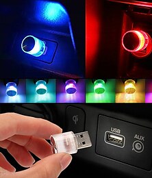رخيصةأون -2 قطعة USB صغير LED أضواء السيارة المحيطة وامض الملونة مصباح للزينة ستروب جو المحمولة rgb ليلة التوصيل والتشغيل