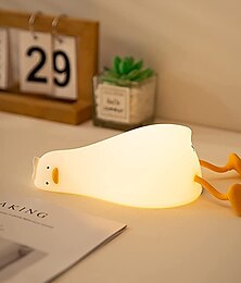 cheap -Lying Flat Duck Night Light, LED Squishy Duck Lamp, Cute Light Up Duck, Silicone Dimmable Nursery Nightlight, Rechargeable Bedside Touch Lamp for Breastfeeding