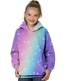 cheap -Girls' 3D Rainbow Star Hoodie Long Sleeve 3D Print Spring Fall Fashion Streetwear Adorable Polyester Kids 3-13 Years Outdoor Daily Indoor Regular Fit