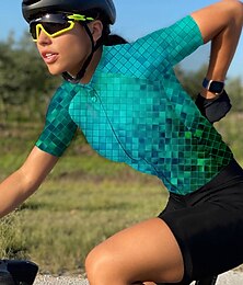 abordables -Mujer Maillot de Ciclismo Manga Corta Bicicleta Maillot Camiseta con 3 bolsillos traseros MTB Bicicleta Montaña Ciclismo Carretera Transpirable Secado rápido Dispersor de humedad Bandas Reflectantes