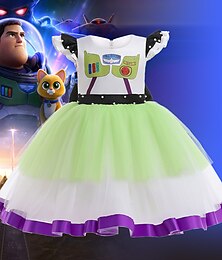 cheap -Toy Story Lightyear Buzz Lightyear Cosplay Costume Flower Girl Dress Vacation Dress Girls' Movie Cosplay Cute Party White Dress Halloween Children's Day Polyester / Cotton World Book Day Costumes