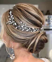 economico -turbante da sposa da sposa cristallo foglia argento accessori per capelli da sposa strass fascia per capelli tiara per spose e damigelle