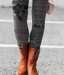 abordables -Femmes Normal Collants Leggings Leggings confortables Mode Designer Collants Longueur complète Taille Moyenne Graphique Chat Fleur / Floral Imprimé Lifting des fesses Confort Contrôle du ventre Haute