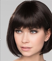 economico -Parrucche sintetiche Liscio Con frangia A macchina Parrucca Corto Nero Capelli sintetici Per donna Soffice Classico Facile da trasportare Nero / Da tutti i giorni / Festa / Serata