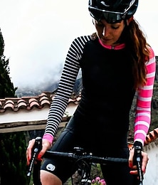 abordables -21Grams Mujer Maillot de Ciclismo Manga Larga Bicicleta Maillot Camiseta con 3 bolsillos traseros MTB Bicicleta Montaña Ciclismo Carretera Transpirable Secado rápido Dispersor de humedad Bandas