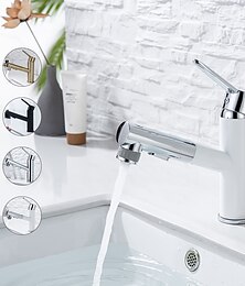 economico -miscelatore lavabo bagno rubinetto estraibile spruzzatore 2 modalità bocca con pulsante di arresto, rubinetteria lavabo monocomando mono con tubo freddo e caldo cromo nero dorato
