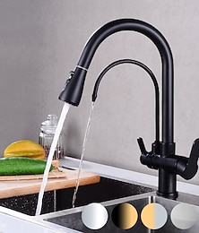 cheap -Kitchen faucet - Two Handles One Hole Electroplated / Painted Finishes Pull-out / Pull-down / Tall / High Arc / Purified water Centerset Modern Contemporary Kitchen Taps