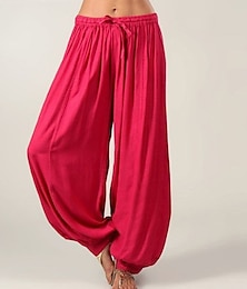 cheap -Women's Wide Leg Normal Polyester Plain Black Pink Fashion Mid Waist Full Length Christmas Casual Summer Spring &  Fall