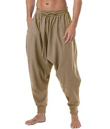abordables -Homme Pantalon Jogger Pantalon pantalon été Pantalon bohème Cordon Taille elastique Bouffant Plein Confort Respirable Casual du quotidien Vêtement de rue Sportif Mode Noir bleu marine Micro-élastique