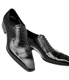 abordables -Hombre Oxfords Zapatos de taco bajo y Slip-On Zapatos Derby Zapatos formales Bullock Zapatos Zapatos De Vestir Negocios Boda Fiesta y Noche PU Cordones Negro Amarillo Marrón Primavera Otoño