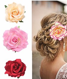 abordables -fleur cheveux accessoires bord de mer vacances tête dentelle épingle à cheveux danse performance rose corsage
