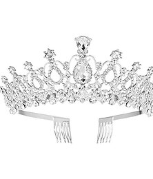 economico -didder argento diadema di cristallo corone per le donne ragazze elegante principessa corona con pettini diademi per le donne da sposa da sposa prom compleanno cosplay costumi di halloween accessori