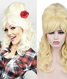 economico -Parrucche a Nido d'Api Parrucca Bionda a Nido d'Api Parrucca Riccia Ondulata Lunga Resistenti al Calore Capelli Sintetici Cosplay Parrucche di Halloween