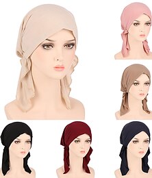 economico -nuovo elastico di colore solido avvolgere la testa della sciarpa cappelli musulmano turbante cofano per le donne interno del cappello del hijab moda femminile turbanti cappellini