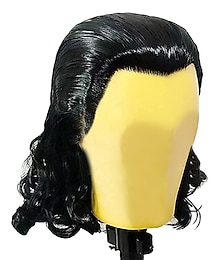 abordables -Perruques longues bouclées pour hommes perruque de super-héros noire ondulée accessoires de cosplay déguisement fête perruques d'Halloween