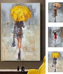olcso -kézzel készített olajfestmény vászon fal művészet dekoráció nő portré figura esernyővel lakberendezéshez hengerelt keret nélküli, nyújtatlan festmény