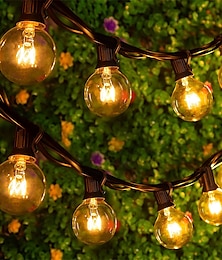 economico -luci della stringa del globo 15m/50ft 50leds g40 luci esterne del patio del globo sospese con 50 lampadine trasparenti (2 di riserva) luci del cortile collegabili elencate ul per l'arredamento esterno
