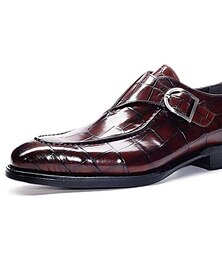 voordelige -Voor heren Oxfords Jurk schoenen Monk schoenen Klassiek Casual Kerstmis Dagelijks PU Leegloper Rode Wijn Zwart Herfst