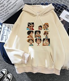 abordables -One Piece Monkey D Luffy Sudadera Dibujos Manga Anime Harajuku Gráfico Kawaii Para Pareja Hombre Mujer Adulto Vuelta al cole Estampado en caliente