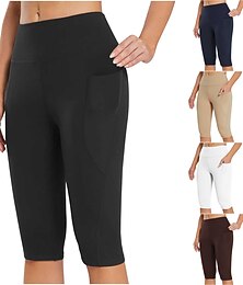 levne -Dámské Kalhoty na jógu Boční kapsy Butt Lift Zaštíhlující Vysoký pas Pilates Cvičení v tělocvičně Běh Legíny Capri Spodní část oděvu Pevná barva Černá Bílá Tmavě námořnická Sportovní Sportovní oděvy