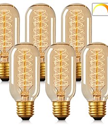 economico -8 pz 6 pz t45 vintage edison lampadina a incandescenza 40 w dimmerabile antico filamento tubolare bianco caldo e26/e27 lampada ambrata per apparecchi di illuminazione domestici decorativi ac220v ac110v