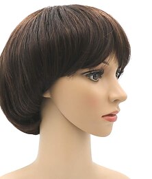 baratos -Peruca de Cosplay Cogumelo Corte de Cabelo Curto com Franjas Peruca Bob para Homens Perucas Corte Bowl Perucas de Halloween
