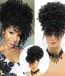 economico -coda di cavallo con coulisse con coulisse e frangetta afro alta coda di cavallo con ananas riccio crespo clip su avvolgente estensioni coda di cavallo