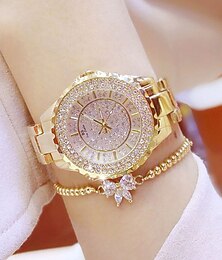 abordables -Montre Montres à quartz pour Femme Analogique Quartz Paillettes Mode Luxe bling Strass bracelet Acier Inoxydable Acier Inoxydable Mode Anniversaire