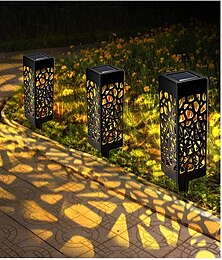 abordables -6 uds luz de camino al aire libre luces solares para camino de césped ip65 lámpara de jardín impermeable para patio camino paisaje decoración de patio iluminación 6x