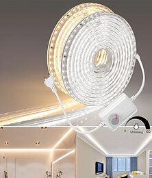 preiswerte -30m 98ft wasserdichtes LED-Lichtband dimmbar wasserdicht mit Dimmer für Küchenschrank Schrank Hinterhof Hintergrundbeleuchtung 220V