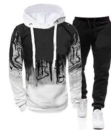 economico -Per uomo Grafico Lettera 2 pezzi Set di felpe 3D Tuta Felpe con cappuccio Manica Lunga Pantaloni lunghi Con Cappuccio Streetwear Abbigliamento Sportivo Essenziale Sport & Outdoor Casuale Sportivo
