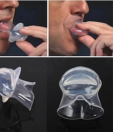 お買い得  -より良い睡眠のためのシリコン製舌安定器、夜間使用のための柔らかく快適なマウスピース