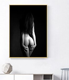 cheap -People Wall Art Canvas Black and White Sexy Woman Back Poster Prints and Posters  Pictures Decorative Fabric Painting For Living Room Pictures No Frame