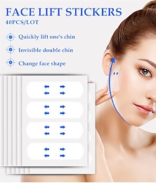abordables -40 pièces invisible mince autocollants pour le visage serré ligne du visage rides affaissement de la peau en forme de V bande de lifting du visage