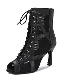 cheap -Women's Dance Boots Professional Sexy Boots Fashion Boots Zipper Lace-up Adults' Black