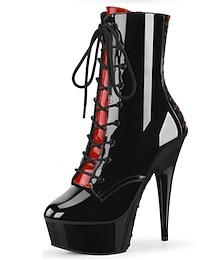 billige -kvinders dansestøvler poledancing sko ydeevne sexede sko stilletter ankelstøvler platform stripper sko snørebånd slank højhælet rund tå lynlås voksnes sort