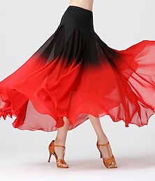 Недорогие -Ballroom Dance Activewear Skirts Ruching Splicing Women's Training Performance High Chiffon Polyester