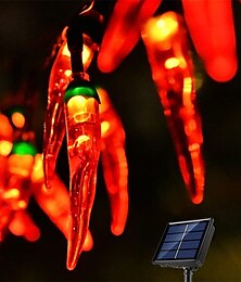 cheap -5/6.5/7m Solar Garden Chili Lights Outdoor Red Chili Pepper String Lights-Waterproof LED Kitchen Christmas Decorative Lights for Garden Lawn Patio Yard Home Party Porch Decor 5M 20LED/6.5M 30LED/7M 50LED