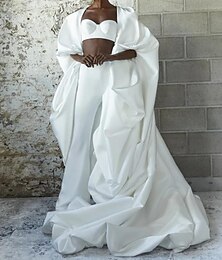 billige -kvinners wrap brude wraps cape luksus halvermet sateng høst bryllup wraps med ren farge for bryllup alle årstider