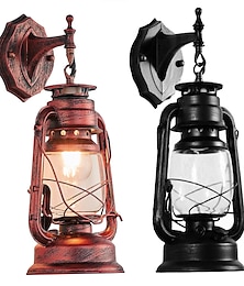 preiswerte -Laternenwandlampe im Landhausstil Retro-Installationswandlampe mit Glasschirm, geeignet für Schlafzimmer im Dachgeschoss, Bauernhaus, 7 Zoll tief x 15 Zoll hoch