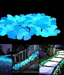 billige -100 stk haveindretning lysende sten gløder i mørke dekorative småsten rullesten udendørs akvariedekorationer