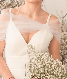 economico -Stole da donna Bolero Stole da sposa Voiles & Strati Nuziale Senza maniche Tulle Stole da matrimonio Con Fiocco (fiocchi) Per Matrimonio Per tutte le stagioni