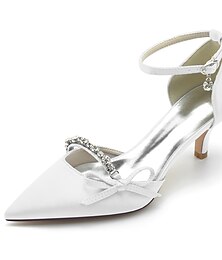 Χαμηλού Κόστους -Γυναικεία Γαμήλια παπούτσια Γόβες Δώρα Αγίου Βαλεντίνου Πάρτι Γόβες γάμου Νυφικά Παπούτσια Παπούτσια παράνυμφων Τεχνητό διαμάντι Φιόγκος Χαμηλό τακούνι Μυτερή Μύτη Κομψό Πολυτελές Σατέν