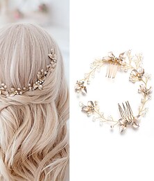 abordables -1 pc femmes filles bandeaux fleur feuille mariée mariage cheveux vigne argent strass mariée postiches cristal casque cheveux accessoires pour femmes et filles