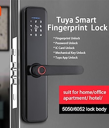 baratos -Wafu tuya fechadura de porta inteligente entrada sem chave fechadura de porta de casa anti-roubo fechadura de impressão digital fechadura de porta fácil de instalar
