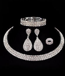 cheap -Bridal Jewelry Sets Four-piece Suit Chrome Rings 1 Necklace 1 Bracelet Earrings Women's Stylish Elegant Fashion Cute Cool Retro Precious irregular Jewelry Set For Party Wedding Gift / Engagement